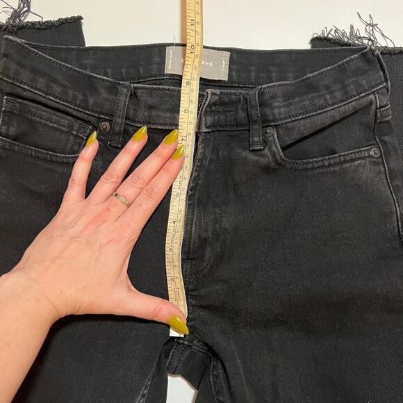 Everlane Black Skinny Jeans Women’s Size 27 | Fray Hem Slit Ankle Denim Stretch - Picture 3 of 8